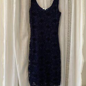 Navy Soprano Bodycon Floral Lace Dress